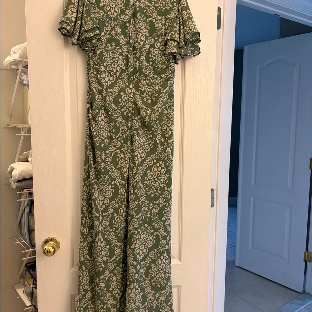 Abercrombie & Fitch New Olive Green Floral Maxi Dress with Flutter Sleeves MP
